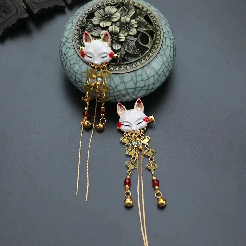 Ancient Style Hair Accessories Headwear Hanfu Accessories Cute Girl Heart Fox Animal Tassel Ancient Costume Hair Paired Clip