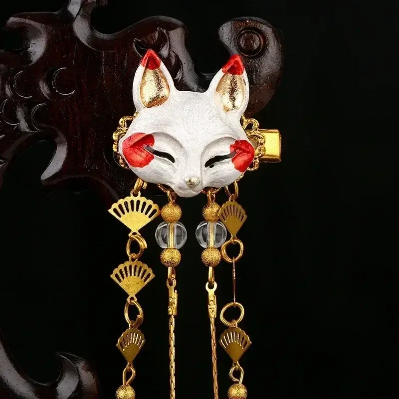 Ancient Style Hair Accessories Headwear Hanfu Accessories Cute Girl Heart Fox Animal Tassel Ancient Costume Hair Paired Clip