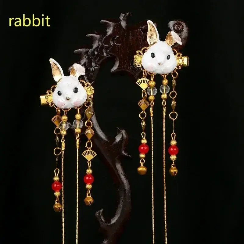 Ancient Style Hair Accessories Headwear Hanfu Accessories Cute Girl Heart Fox Animal Tassel Ancient Costume Hair Paired Clip