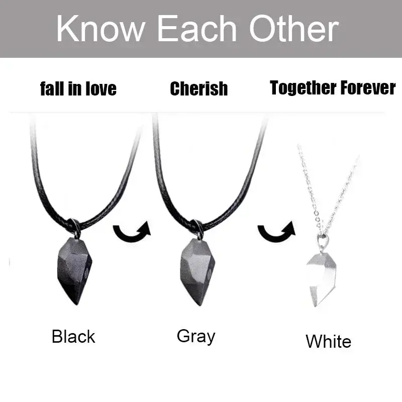 Love Magnet Magnet Couple Necklace Peach Heart Magnet Couple Necklace A Pair of Heart-shaped Pendant Collarbone Chains Necklaces