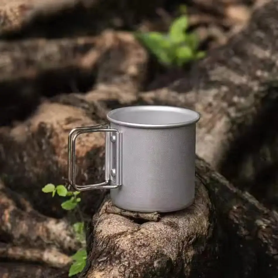 Handle Aluminium Coffee Cup Camping Custom Beer Mugs With Folding Handle New Arrival 300ml Camping Outdoor Mug Wholesale Folding