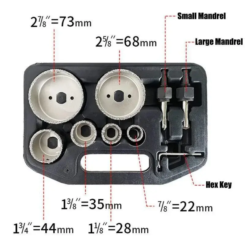 9PC/Set Hard Alloy Ceramic Tile Hole Opener Set Brazed Granular Alloy Hole Opener Combined Brick Wall Hole Drill Accessories