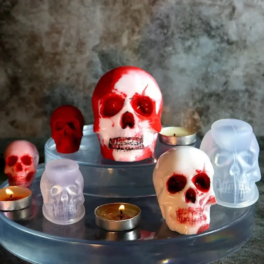 1 Pcs Scarface Skull Glue Mold Skull Silicone Candle Mold Halloween Diy Candle Molds For Candle Making Candle Mold Home Decor