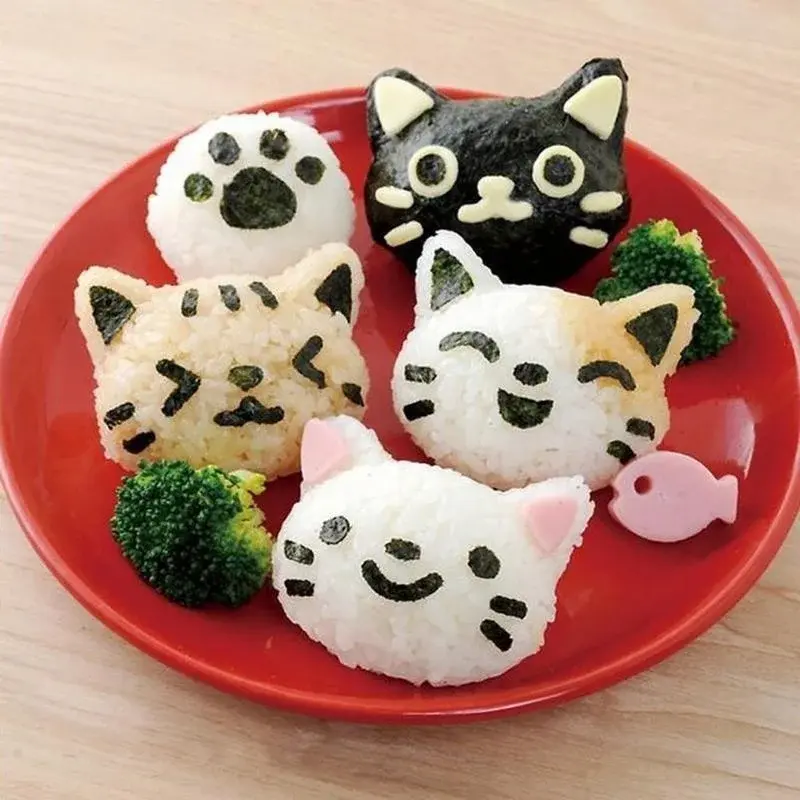 New Cat Rabbit Rice Ball Mold Set Kids Cartoon Lunch Box DIY Creative Japanese Rice Sushi Tool Cake Molds Silicone Molds