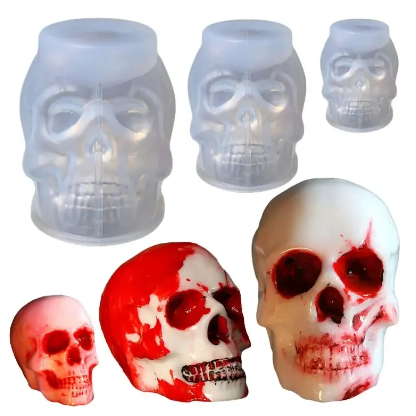 1 Pcs Scarface Skull Glue Mold Skull Silicone Candle Mold Halloween Diy Candle Molds For Candle Making Candle Mold Home Decor