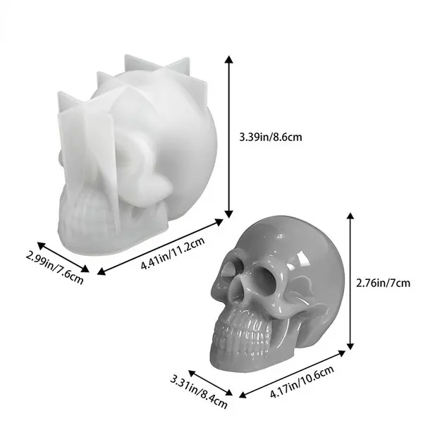 Skull Head Silicone Molds 3D Halloween Skull Skeleton Candle Mold Chocolate Cake Decorating Tools Handmade Craft Soap Clay Mould
