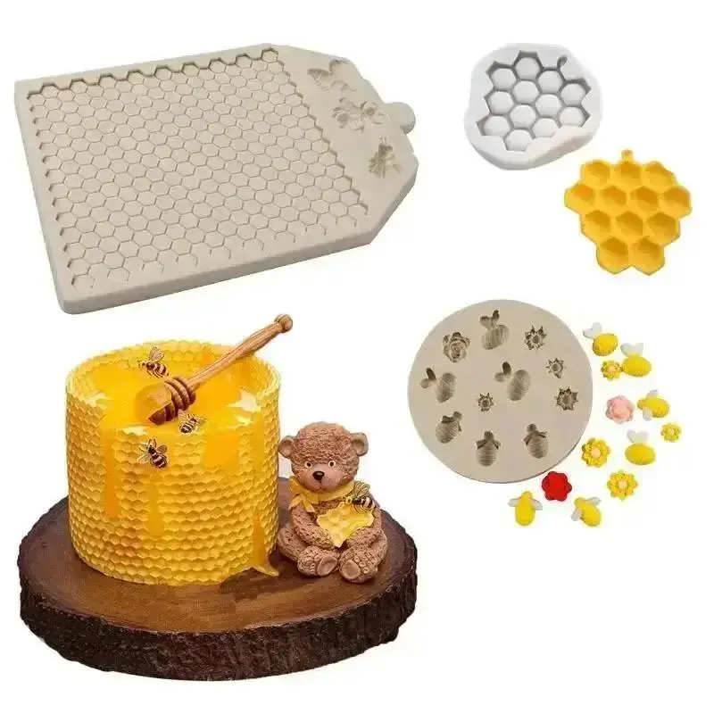 New Honeycomb Mold Silicone Baking Accessories Bee 3D DIY Sugar Craft Chocolate Cutter Mould Fondant Cake Decorating Tool