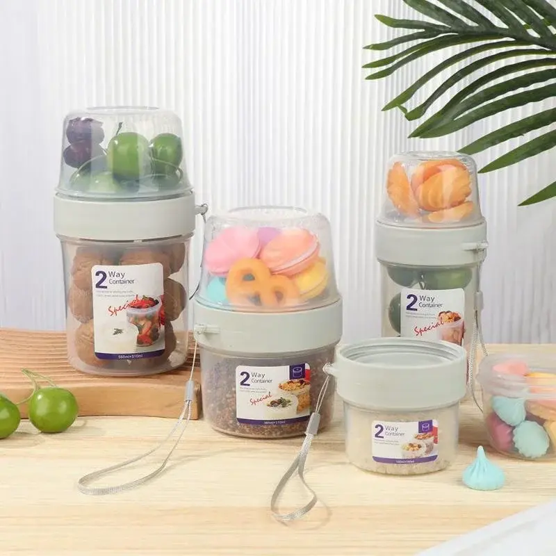 Fresh-keeping Food Container Salad Yogurt Box Container Cereals Double-layered Portable Travel Storage Jars Kitchen Accessory