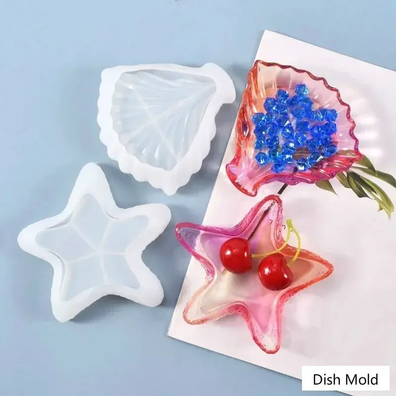DIY Epoxy Resin Mold Leaf Starfish Plate Mold Mirror Crystal Silicone Fruit Table Inner Box UV Resin Arts And Crafts Mold