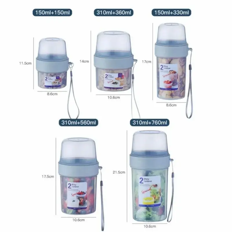Fresh-keeping Food Container Salad Yogurt Box Container Cereals Double-layered Portable Travel Storage Jars Kitchen Accessory