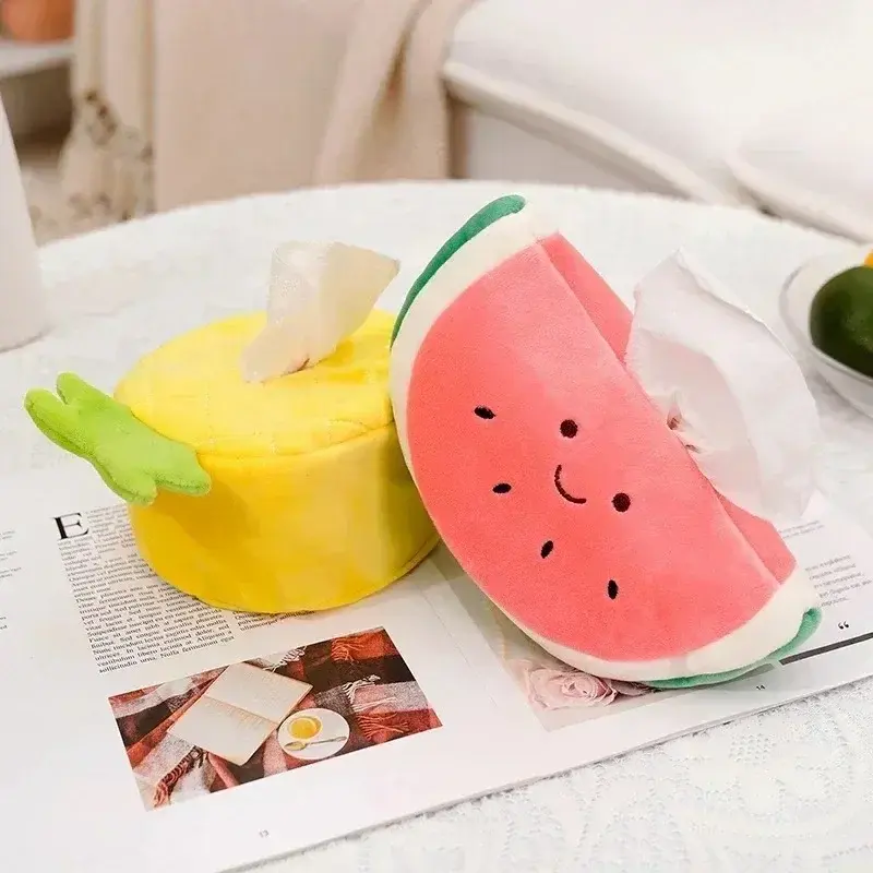 Plush Cute Cartoon Fruit Pineapple Tissue Box Paper Useful Tissue Holder Napkin Case Pouch Gift Lovely Multipl-Pattern Paper Box