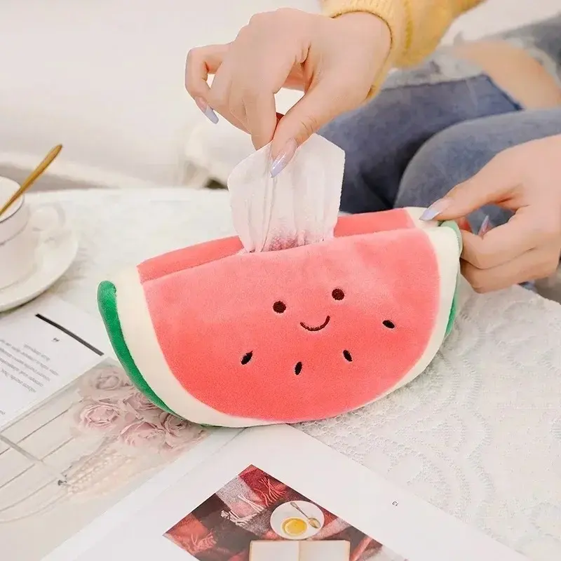 Plush Cute Cartoon Fruit Pineapple Tissue Box Paper Useful Tissue Holder Napkin Case Pouch Gift Lovely Multipl-Pattern Paper Box
