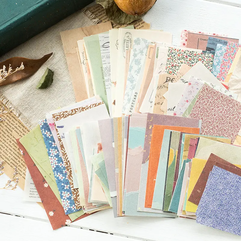 60 Pcs Ins Style Creative Small Fresh Collage Retro Memo Basic Diary Material Paper Scrapbook Suitable Home Paper Sticker