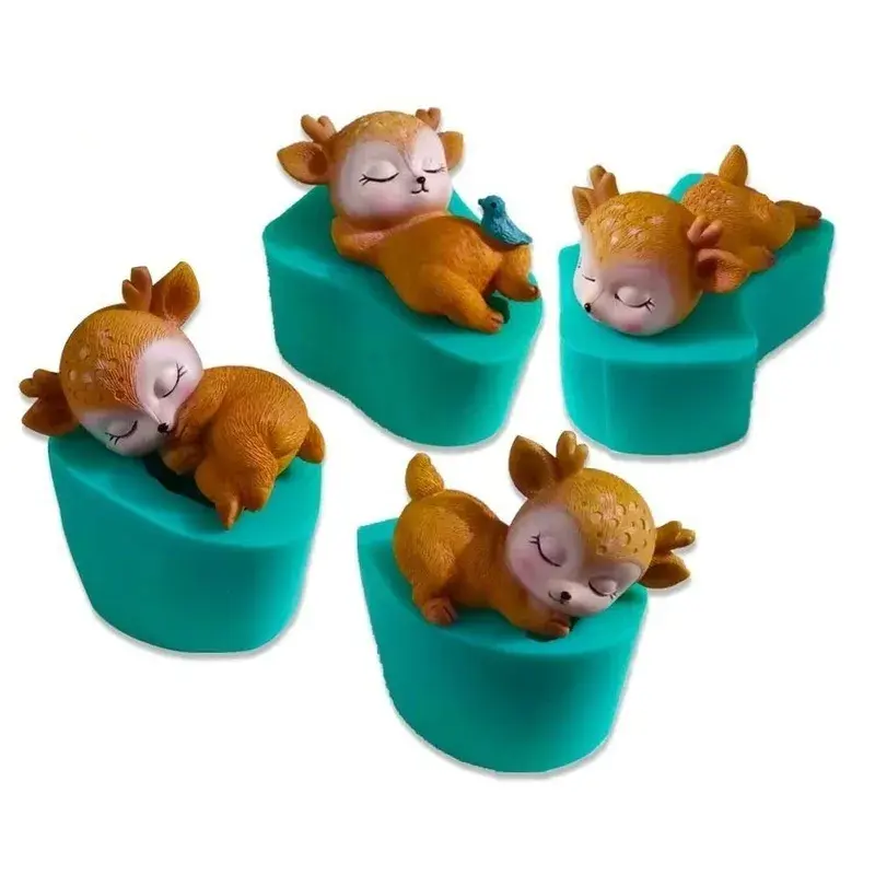 Creative New Sika Deer Shape Silicone Mold Cute Pet Cake Chocolate Resin Mold 3D Deer Cake Decorating Tools Soap Candle Mold