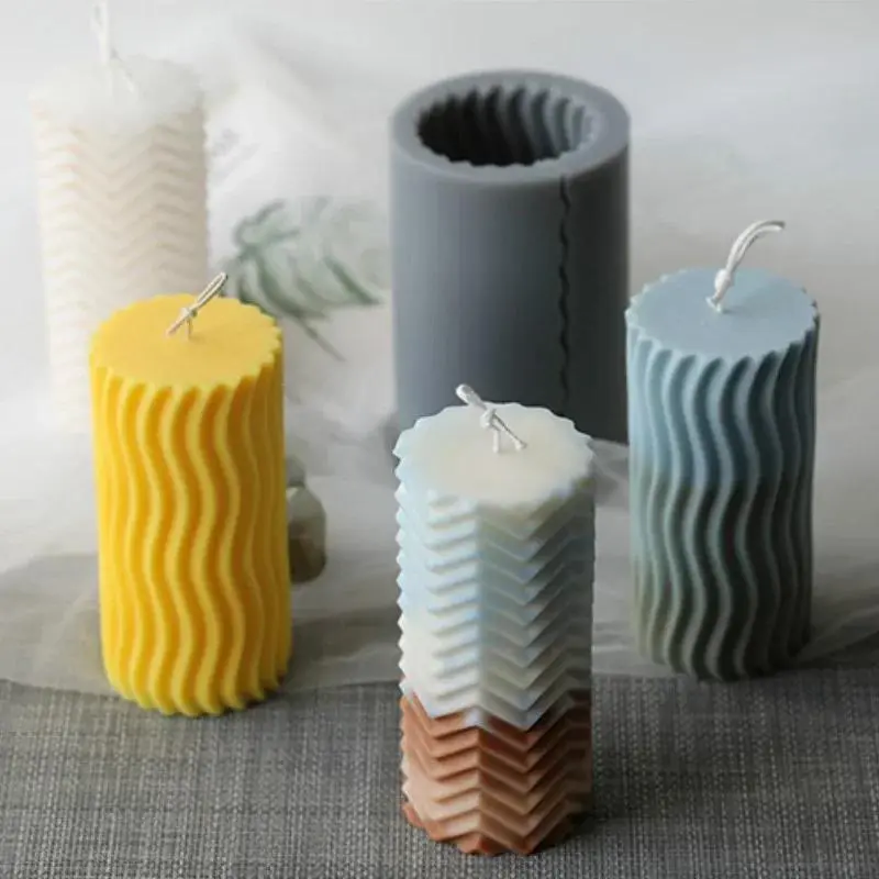 1 Pcs 3D Creative Handmade Shaped Cylindrical Candle Mold Soy Wax White Beeswax Paraffin Aromatherapy Candle DIY Materials