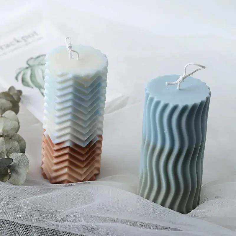 1 Pcs 3D Creative Handmade Shaped Cylindrical Candle Mold Soy Wax White Beeswax Paraffin Aromatherapy Candle DIY Materials