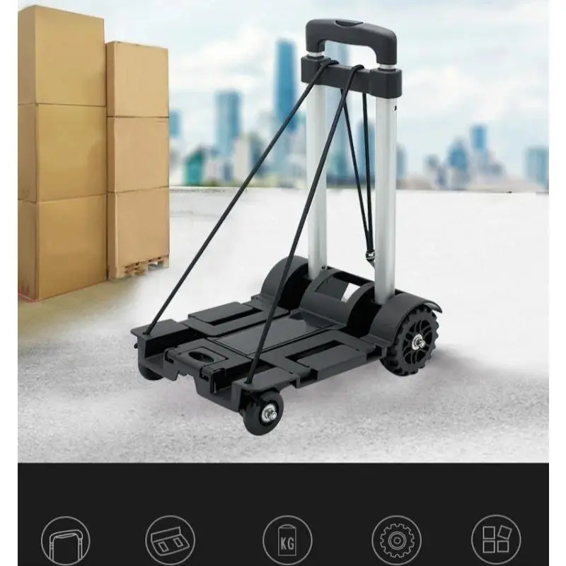 Portable Folding Push Truck Trolley Luggage Flatbed Cart Car Travel Portable Luggage Trolley Suitable Home Storage Supplies