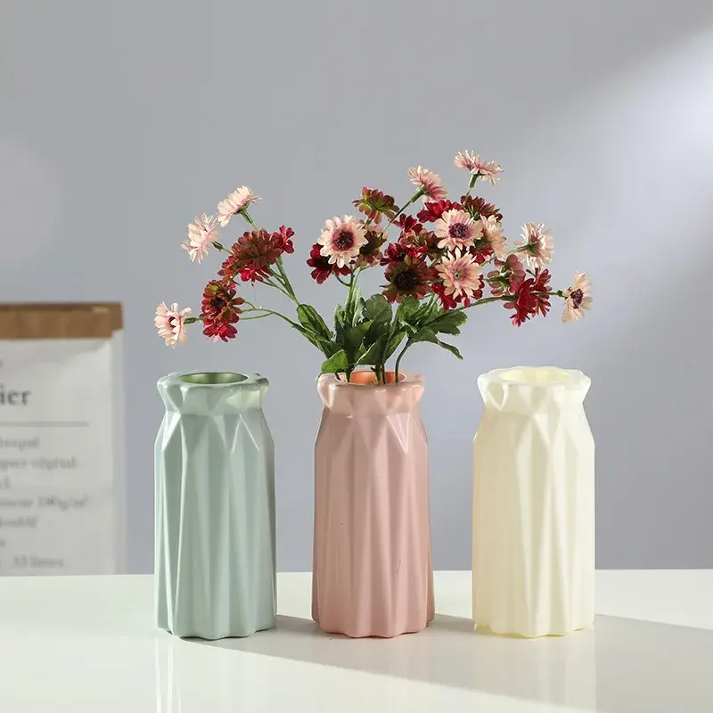 New Originality Plastic Vase White Imitation Ceramic Flower Pot Flowering Basket Flowers Vases Decoration Home Nordic Decoration