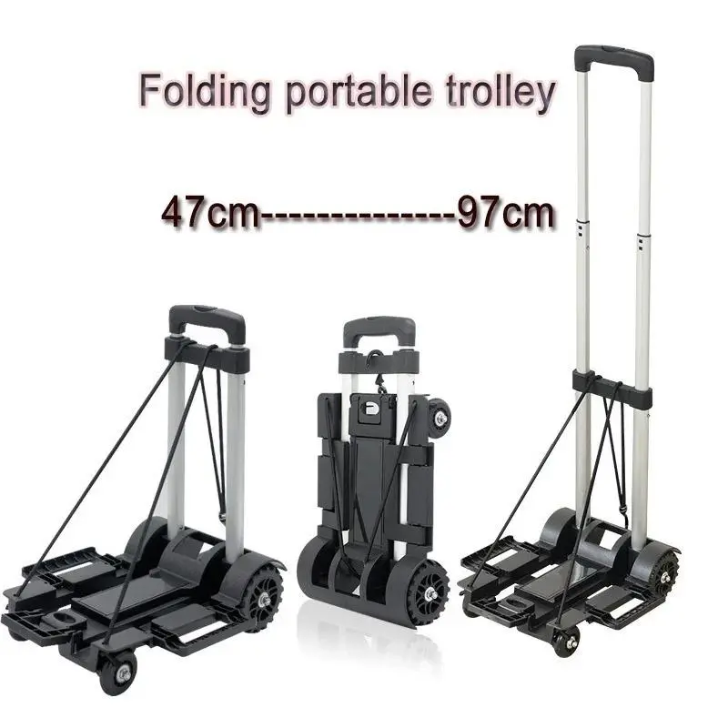 Portable Folding Push Truck Trolley Luggage Flatbed Cart Car Travel Portable Luggage Trolley Suitable Home Storage Supplies