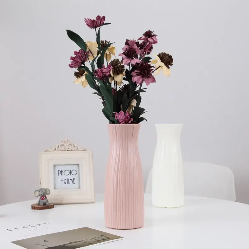 New Originality Plastic Vase White Imitation Ceramic Flower Pot Flowering Basket Flowers Vases Decoration Home Nordic Decoration