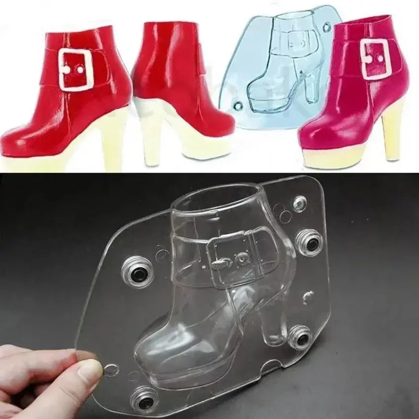 Creative 1Pcs 3D Plastic Women's Boots New Chocolate Mold Cake Decoration Tool DIY Women's Shoes Candy Baking Mold Supplies