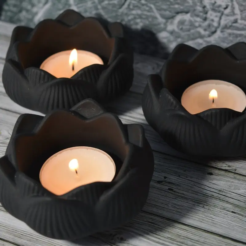 New Lotus Candlestick Silicone Mold DIY Candle Holder Gypsum Resin Mould Candle Cup Storage Tank Plaster Mold Home Decoration