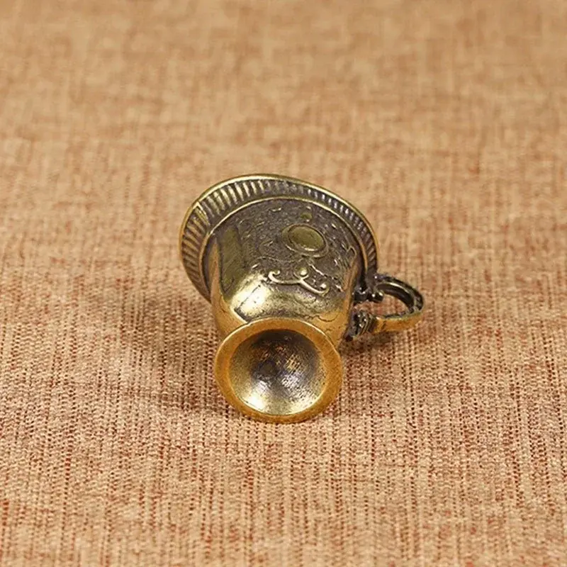 New Antique Small Copperware Buddha Tea Mini Bucket Set Copper Teacup Brass Keychain Pendant Home Decoration Crafts Gift