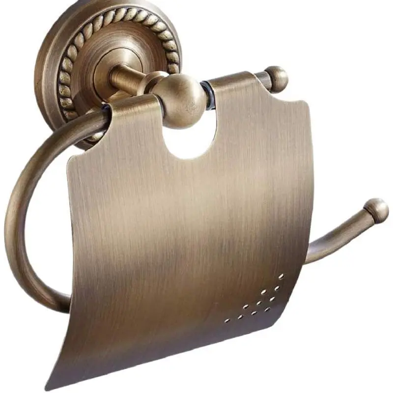 Toilet Paper Holder Wall Mounted Vintage Classic Bathroom Antique Brass Roll Tissue Box Bathroom Accessories Paper Towel Holder