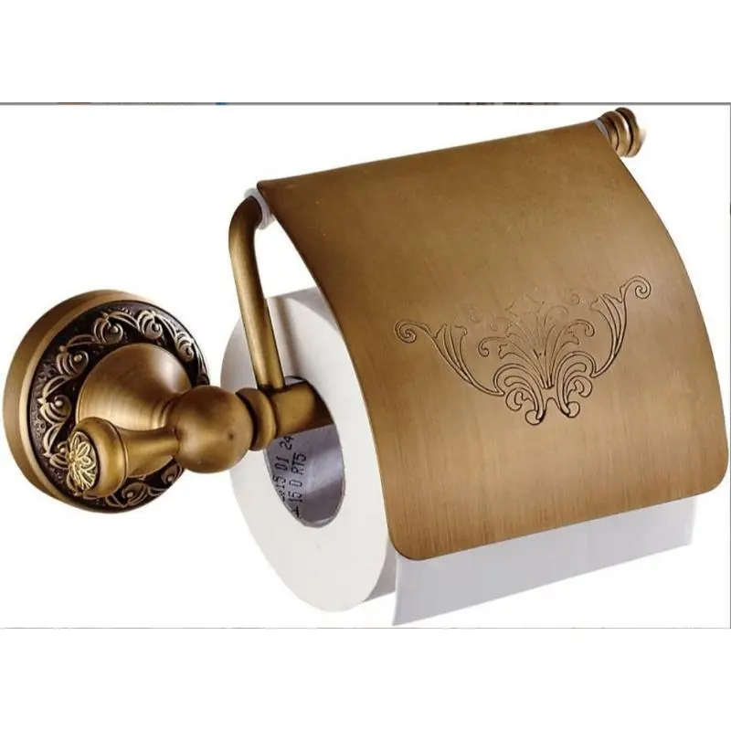Toilet Paper Holder Wall Mounted Vintage Classic Bathroom Antique Brass Roll Tissue Box Bathroom Accessories Paper Towel Holder