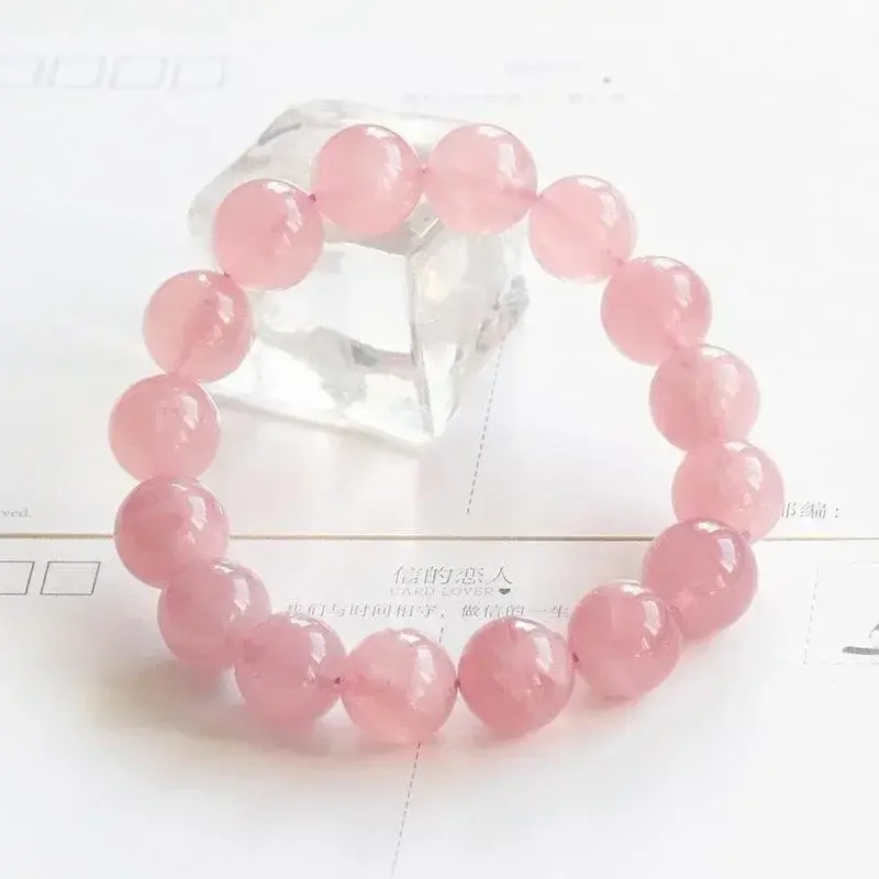 New Natural Pink Crystal Stone Fashion Bracelet Attracting Love And Wealth Bracelet Bead Bracelets Ice Crackle Girl Gift Jewelry
