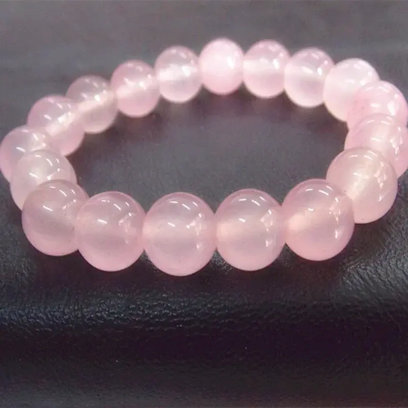 New Natural Pink Crystal Stone Fashion Bracelet Attracting Love And Wealth Bracelet Bead Bracelets Ice Crackle Girl Gift Jewelry