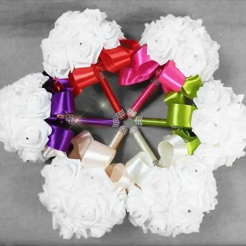 New 18cm Crystal Roses Pearl Bridal Wedding Holding Flowers Valentine's Day Proposal Simulated Bouquet Photography Wholesale