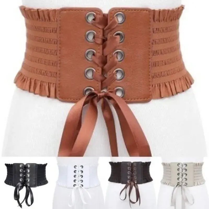 2025 Summer Fashion Design Women Elastic Belts Sexy Black Pu Leather Wide Corset Ladies Belt Trend Versatile Famale Cummerbunds