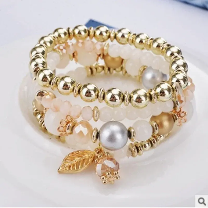 New Fashion Design Round Crystal Bead Bracelet Faceted Glass Seed Pretty Luxury Jewelry Accessories Women Creative Gifts Decor