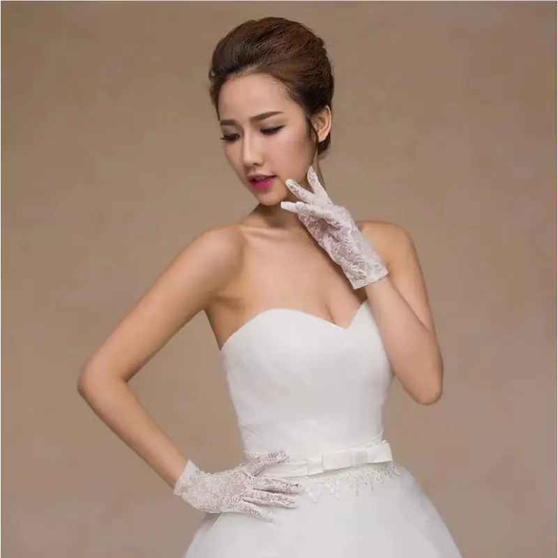 White Black Red Bride Party Dress Fingerless Pearl Lace Satin Gloves Cocktail Prom Long Gloves Lace Gloves Apparel Accessories