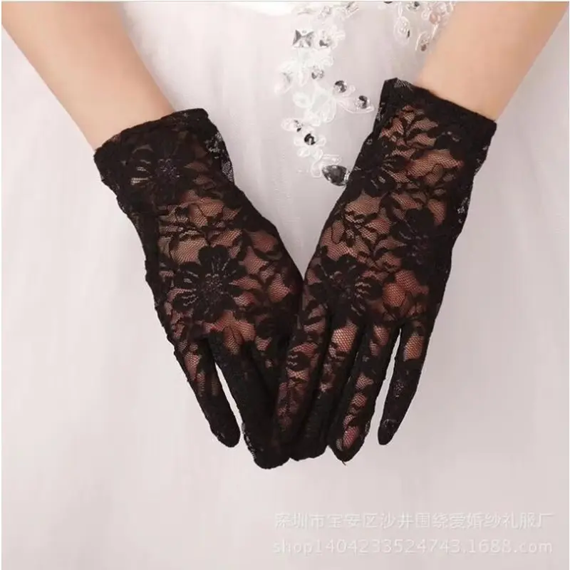 White Black Red Bride Party Dress Fingerless Pearl Lace Satin Gloves Cocktail Prom Long Gloves Lace Gloves Apparel Accessories