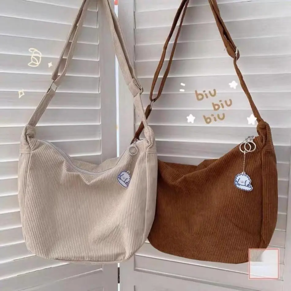 2025 1Pcs Fashion Design New Casual Shoulder Bags Large Capacity Lazy Style Handbag Women Solid Color Corduroy Crossbody Bags