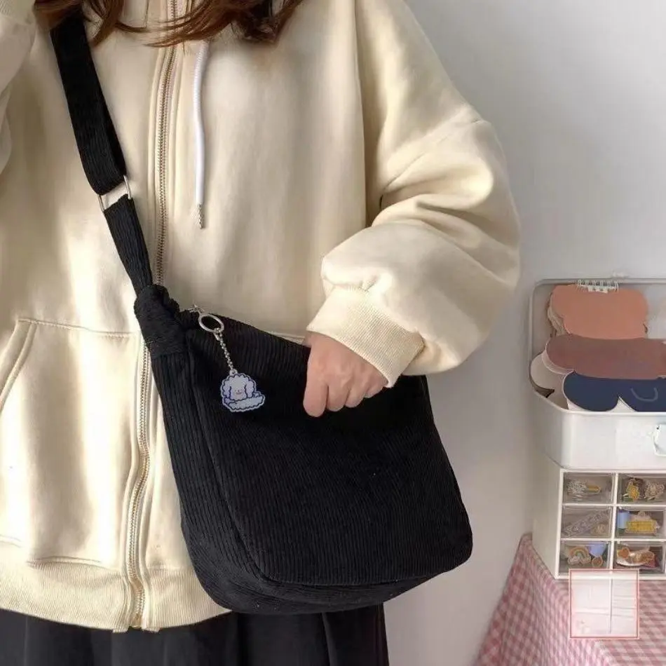 2025 1Pcs Fashion Design New Casual Shoulder Bags Large Capacity Lazy Style Handbag Women Solid Color Corduroy Crossbody Bags