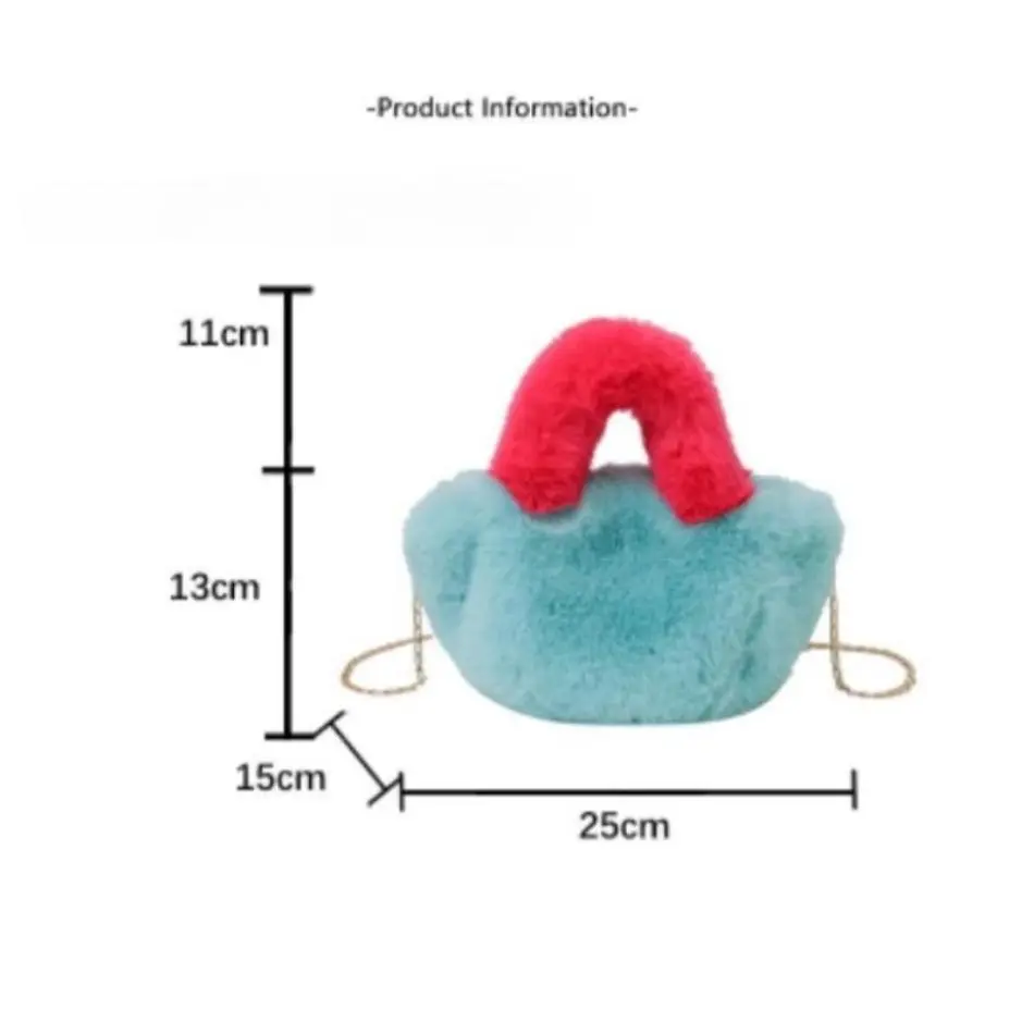 1 Pcs Women's Bag Autumn And Winter New Fashionable Girl's Hairy Chain Handbag Shoulder Cross Bag Ladies Versatile Handbag
