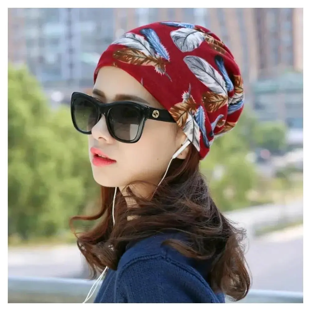 New Fashion Women Beanies Cap Spring Winter Cotton Hat Fashion Cap Hip-hop Beanie Scarf Chapeu Feminino Cap 3 Way To Wear Bonnet