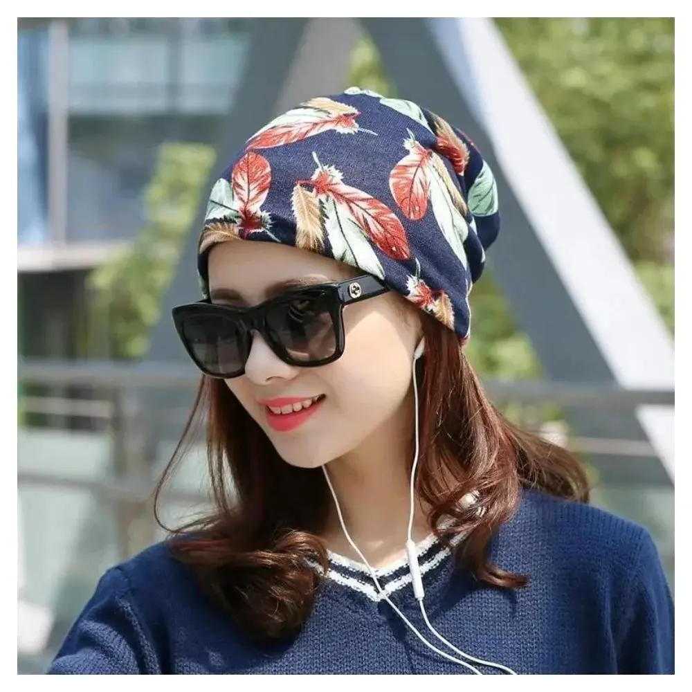 New Fashion Women Beanies Cap Spring Winter Cotton Hat Fashion Cap Hip-hop Beanie Scarf Chapeu Feminino Cap 3 Way To Wear Bonnet