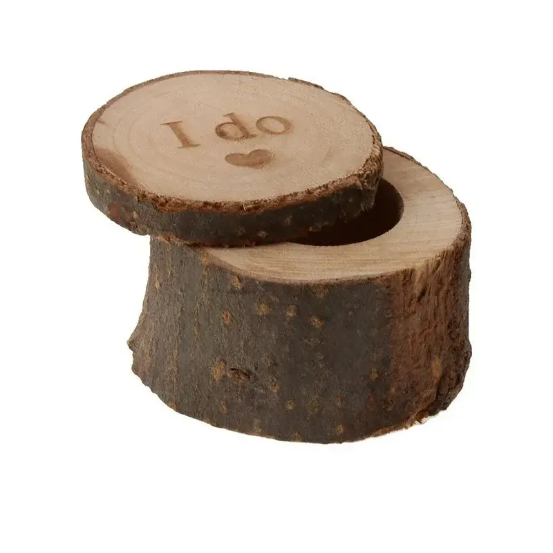 Concise Vintage Hessian Rustic Wedding Gifts Wood Ring Holder Ring Pillow Box Wooden Photography Props For Wedding Accessories
