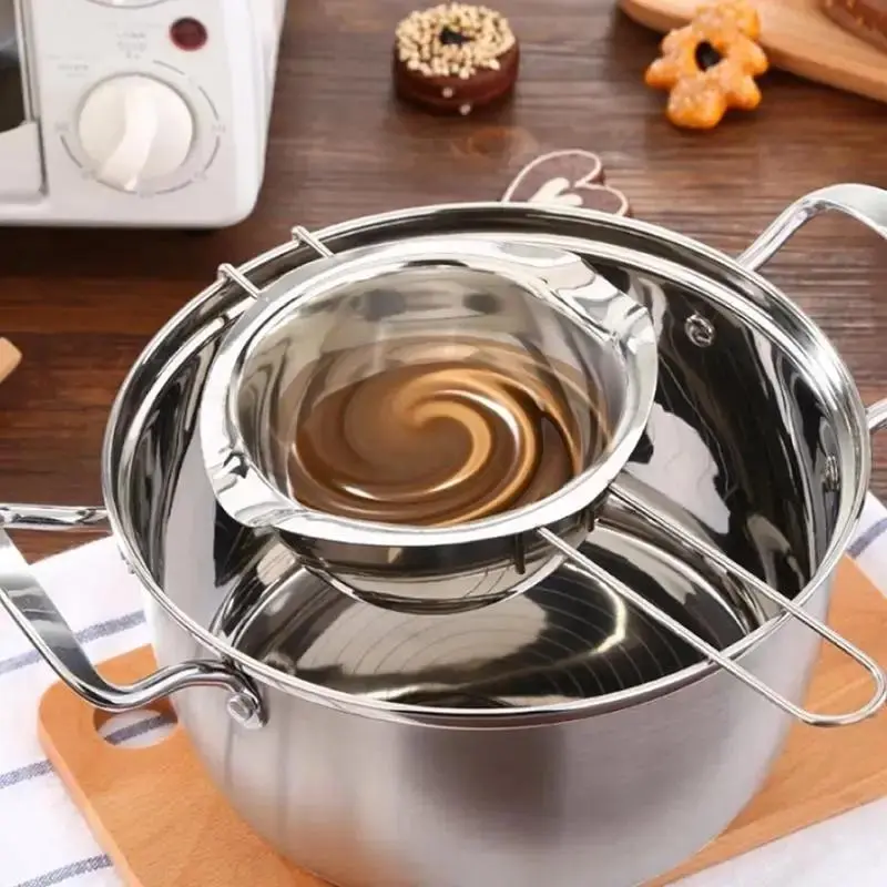Practical Milk Bowl Double Pot Cookware Stainless Steel Chocolate Butter Melting Pot Dessert Tool Accessory Kitchen Baking Tools