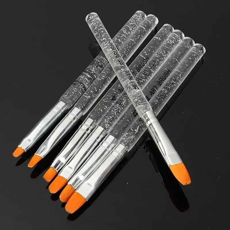 7pcs UV Gel Acrylic Crystal Nail Art Design Builder Salon Painting Brush Pen Set Paint Brushes Acrylic Painting Education Goods