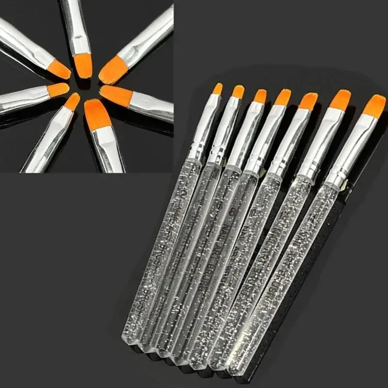 7pcs UV Gel Acrylic Crystal Nail Art Design Builder Salon Painting Brush Pen Set Paint Brushes Acrylic Painting Education Goods