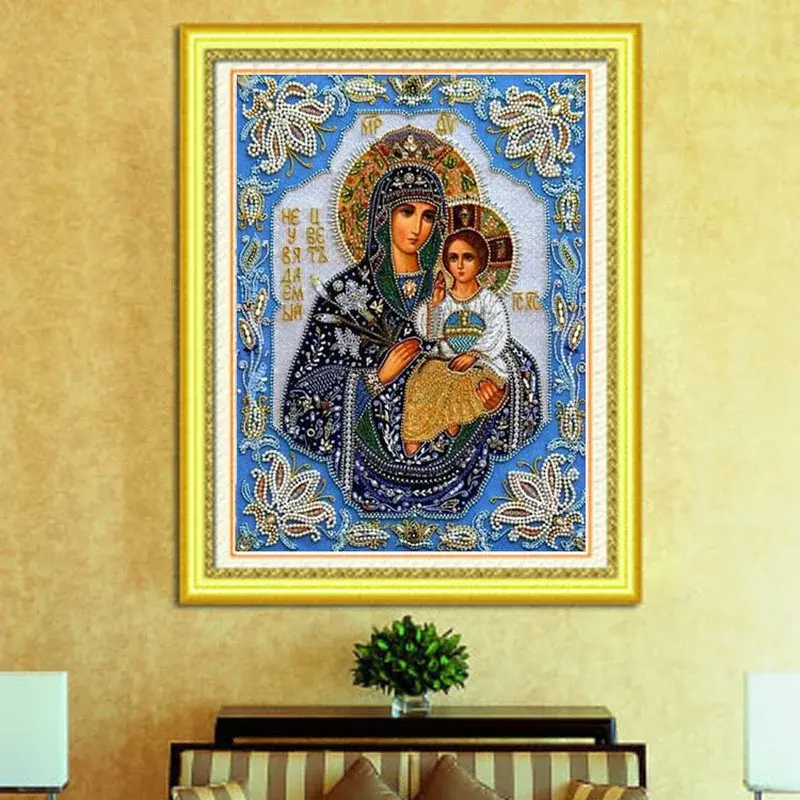 5D DIY Virgin Jesus Full Diamond Square Diamond Figure Painting Room Decoration Fabric Craft Art Painting Household Supplies
