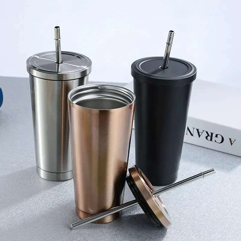 1Pcs 500ml Stainless Steel Coffee Mug with Lid Beer Mugs for Tea Cup Thermos Metal Cup Easy to Rarry 2025