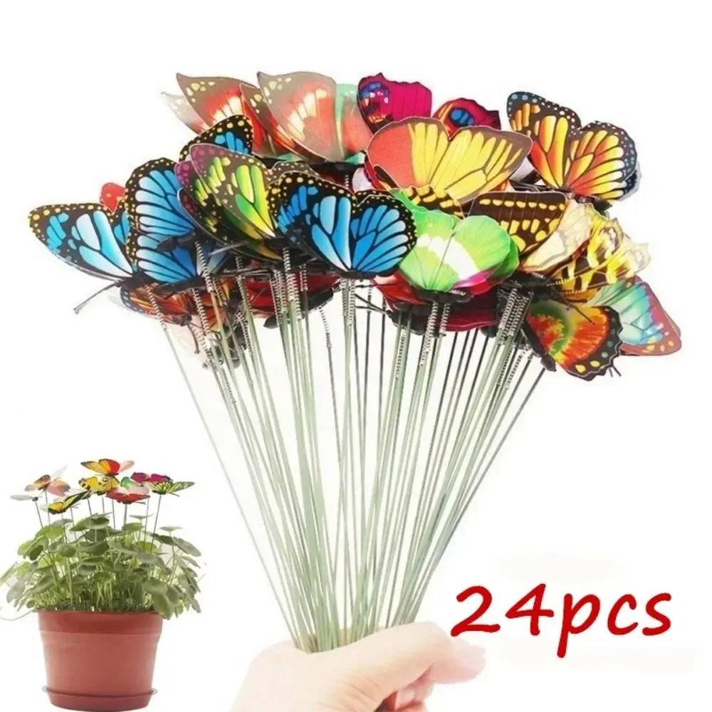 Creative Bunch Of Butterflies Garden Yard Planter Colorful Whimsical Butterfly Stakes Decorative Outdoor Flower Pots Ornaments