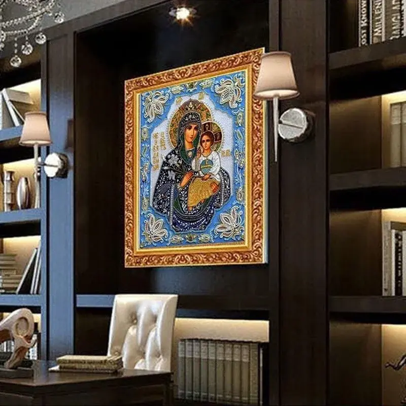 5D DIY Virgin Jesus Full Diamond Square Diamond Figure Painting Room Decoration Fabric Craft Art Painting Household Supplies