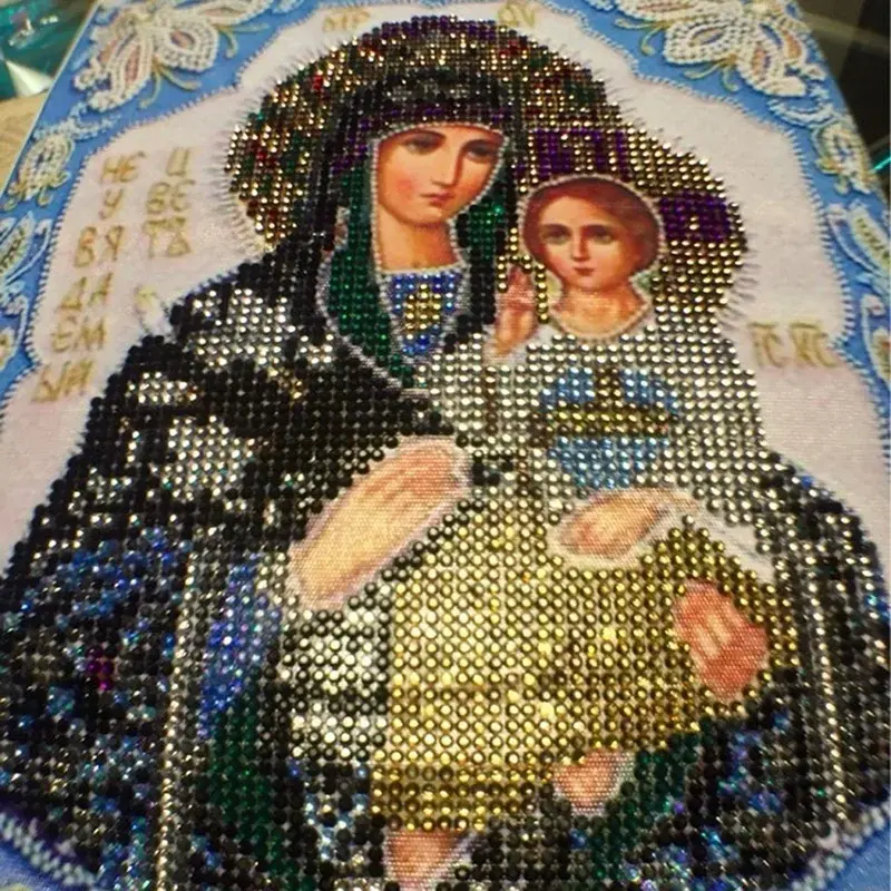 5D DIY Virgin Jesus Full Diamond Square Diamond Figure Painting Room Decoration Fabric Craft Art Painting Household Supplies
